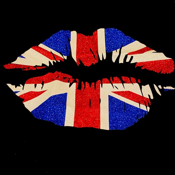 Tops | Black Union Jack Glitter Lips Tank | Poshmark